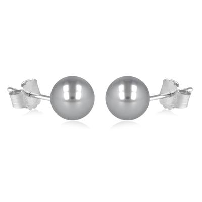[Q7031] - 'Perla' graue Silberohrringe (rhodiniert) - 8 mm