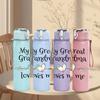 1PC My Great Grandma Loves Me Print 750ml Color Plastic Sports Water Bottle Leakproof Flip Straw Lid Suitable for Sports Office Home Use