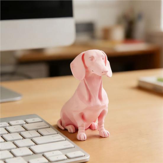 Dog Ornament, 3D Printed Movable Joint Dachshund Design Figure, Decorative Dog Sculpture for Home Office Decor Pet Lovers Collectors