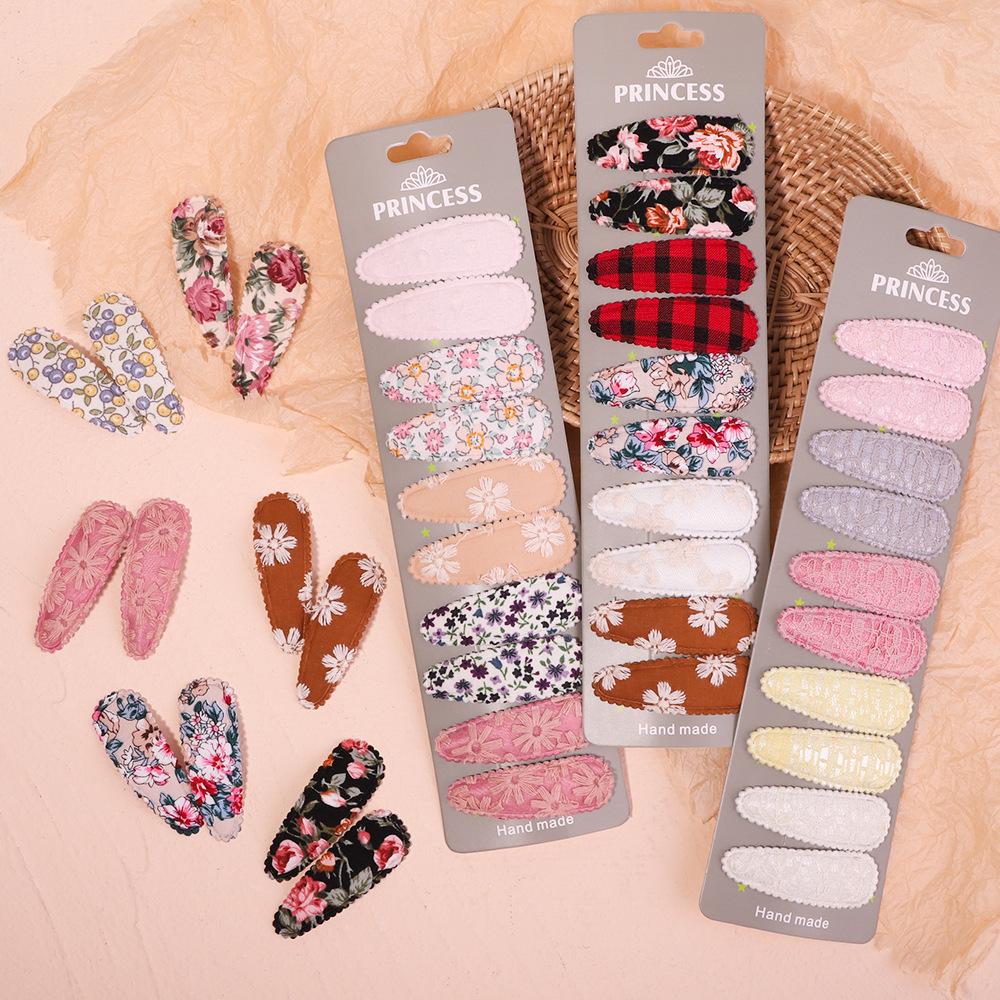 Variety Printing Bb Clip Set Small Fresh Embroidery Edge Clip Macaron Fabric Hair Accessories 2760
