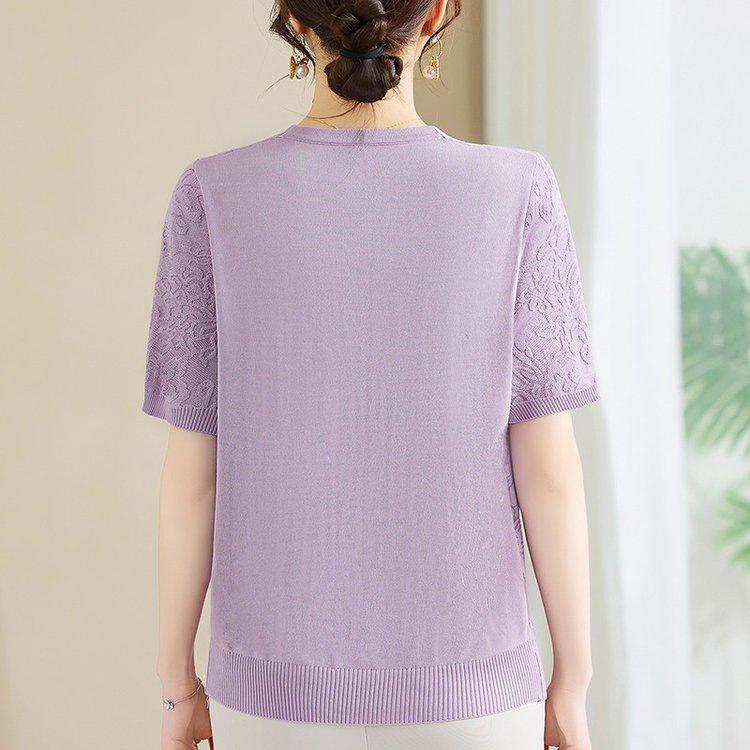 Summer 2026 Stylish Knit T-Shirt for Middle-aged and Elderly Women