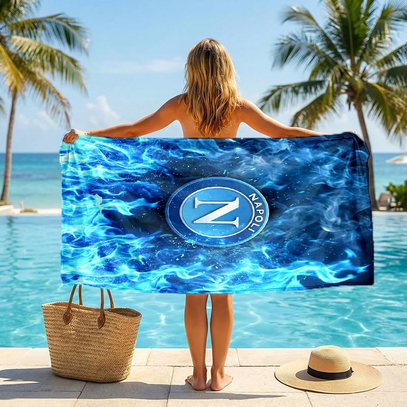 Asciugamano da Spiaggia Asciugatura Rapida in Microfibra Assorbente Portatile da Viaggio per Nuoto con Stampa SSC Napoli