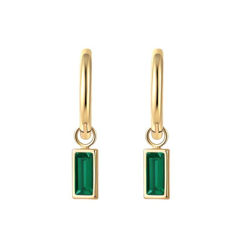 Trendiges Geometrisches Vintage Grünes Zirkon Ohrring-Set Elegante Ohrclips Schmuck