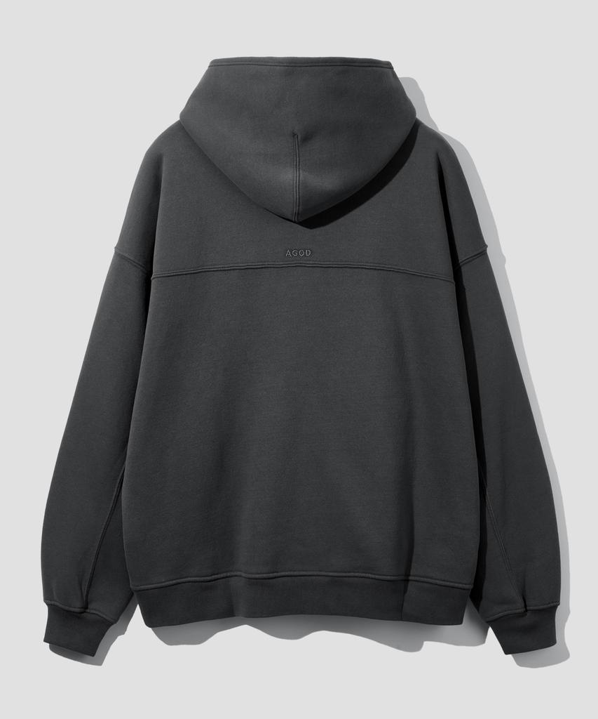 [Fleece-Lined] Essential Overfit Peach Sweat Hoodie [Charcoal]