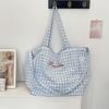 Sweet Plaid Cloth Bag New Lazy Wind Large Capacity Student Class Shoulder Crossbody Tote Bag