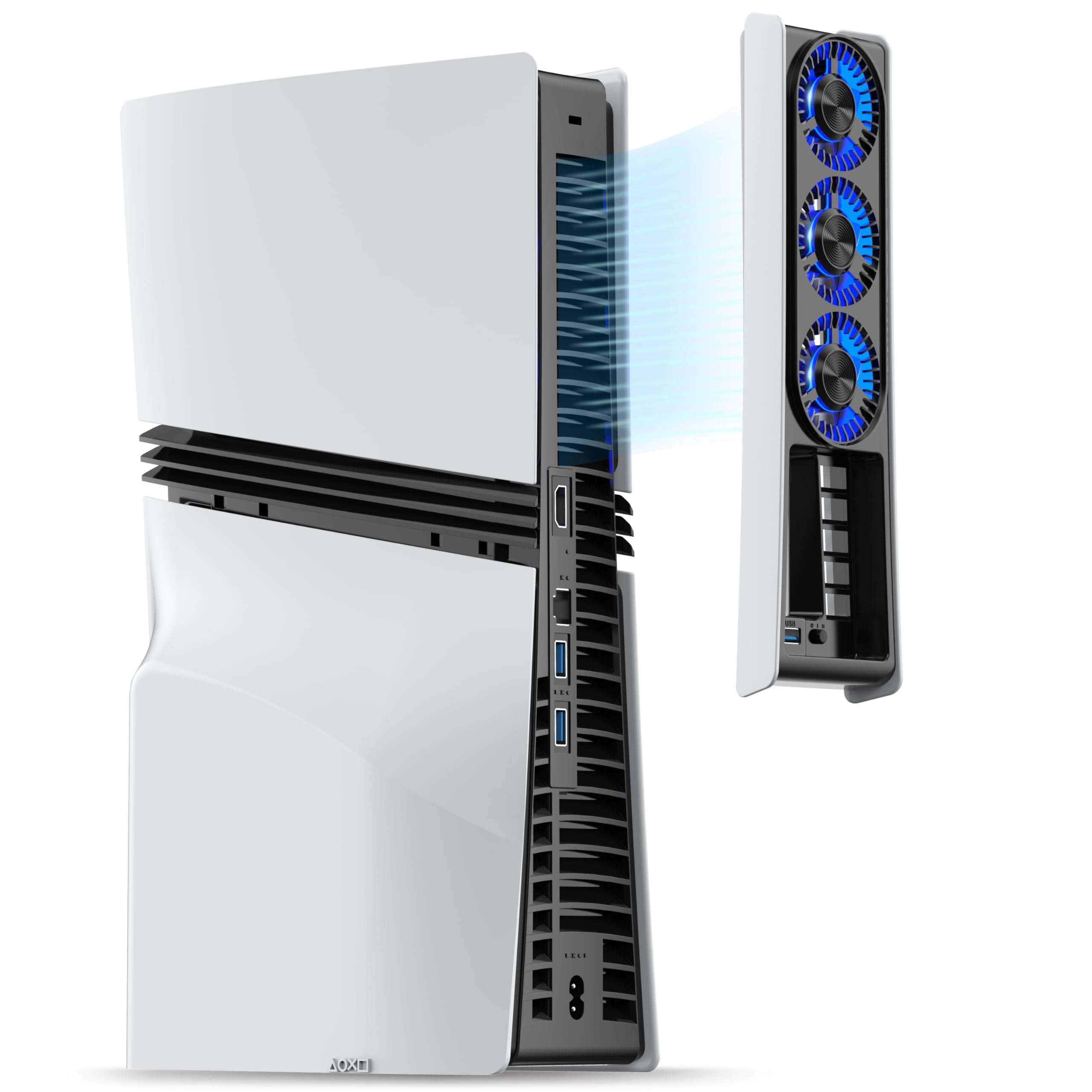 

JUSPRO Охолоджуючий вентилятор для PS5 Тихий Покращений кулер Регульоване Автоматичне живлення Охолодження з USB-портом та LED для PlayStation 5 Pro сумісний з PS5 Old