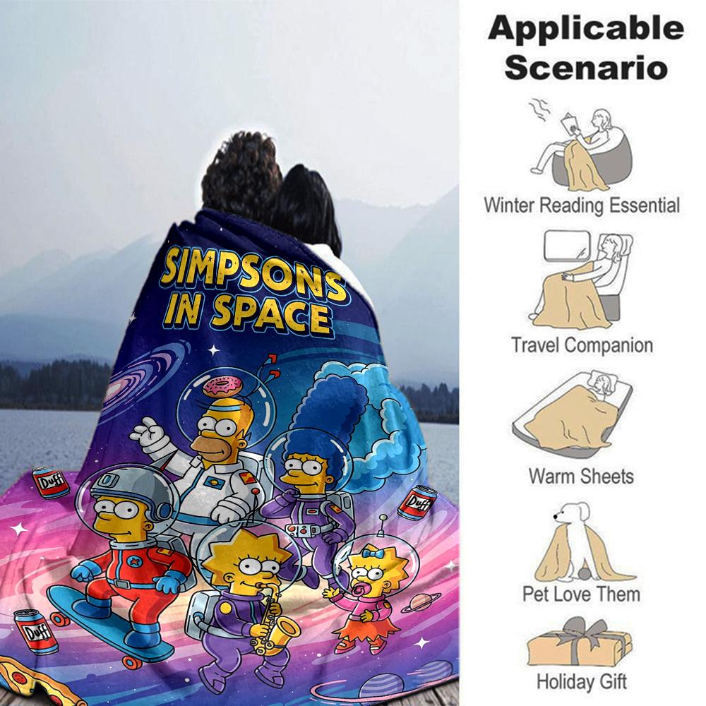 The Simpsons Print Flannel Blanket High Quality Warm Comfortable Cover for All Seasons Perfect for Gifts Home Decor