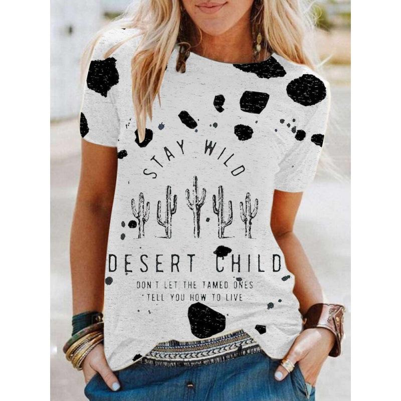 Women's Short Sleeved 3D Printed Top Holiday Weekend Basic Round Neck Regular Flower T Shirt