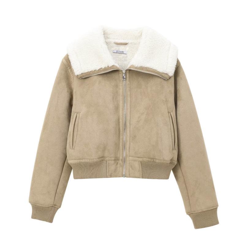 

European-American Women s Fashion Casual Double-Sided Jacket Coat S світлого кольору хакі