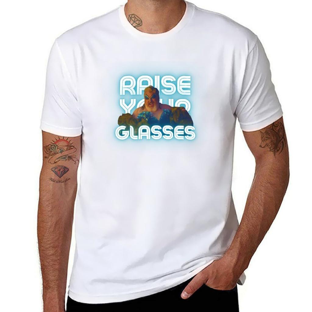Calypso Raise Your Glasses T-Shirt Cotton T Shirts High Quality Black Cotton T-shirt Plain for Man Package T-Shirt