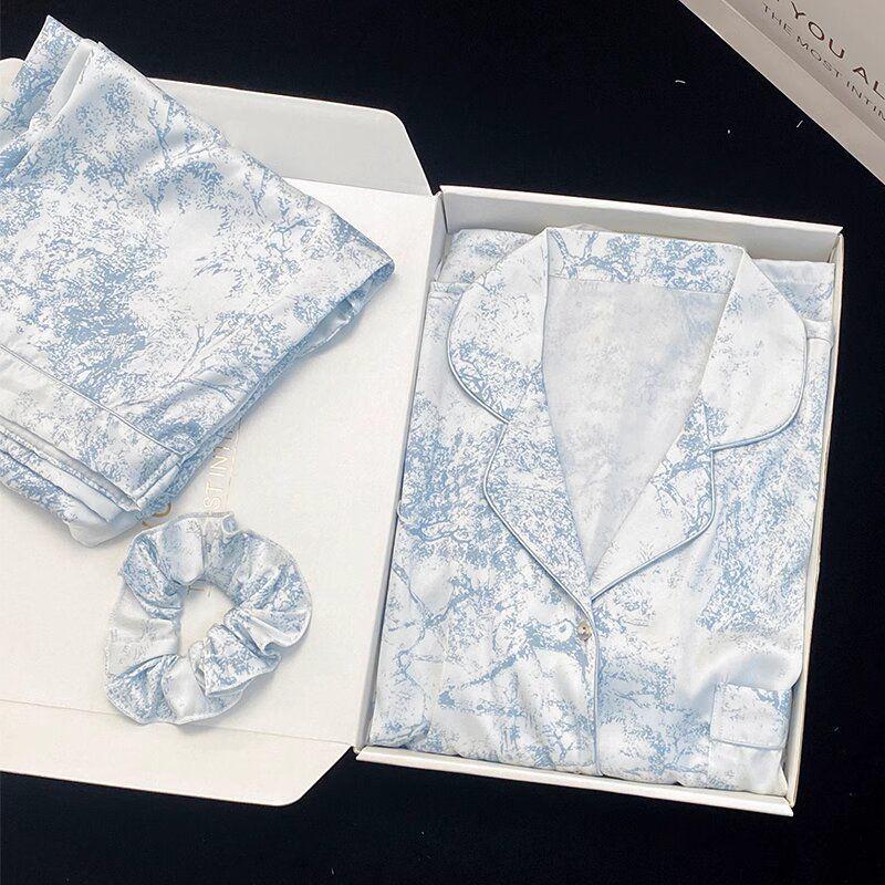 

Комплект піжами з довгим рукавом з крижаного шовку для жінок - Весна/Осінь M Recommended 75-95 lbs