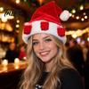Plush Holiday Hat Christmas with Drink Holder, Adults Velvet Santa Claus Hands Free Holder Cap 3 Cups, Red Xmas for New Year Party Beer Drinking