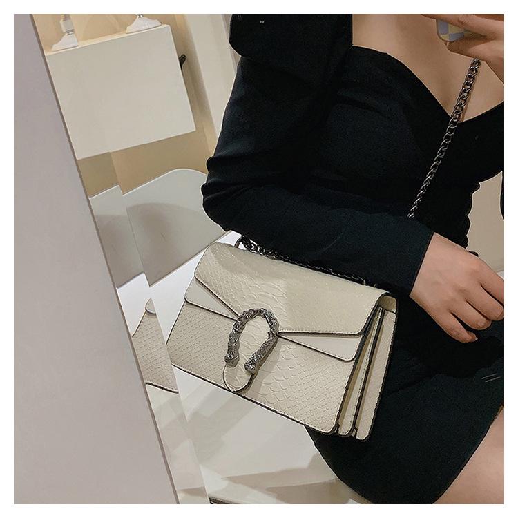 Snake Print Crossbody Chain Bag - 2024 Small European & American Style Single-Shoulder Bag for Women