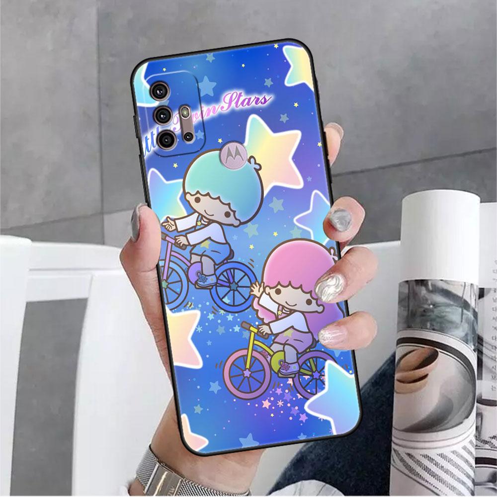 LittleTwinStars Roztomilé pouzdro pro Motorola G30 G60 Edge 20 G9 G22 G8 Power G31 G500 G50 30 Pro Černé Měkké Kryty na Telefon