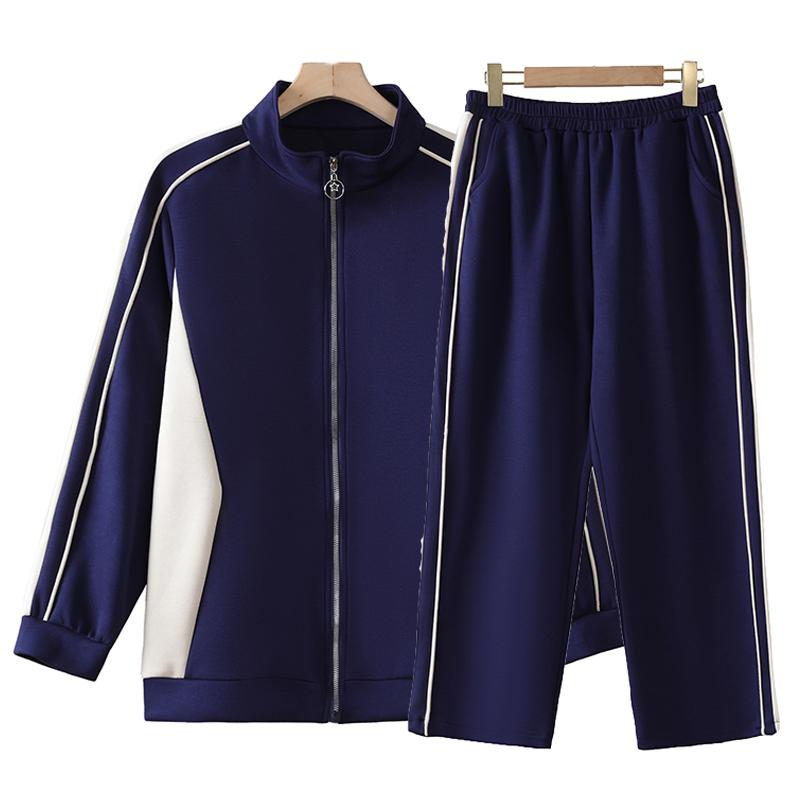 Elegantní nadměrné soupravy pro ženy Vintage oblečení Jaro Podzim Nadměrná dámská dvoudílná souprava