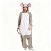 Szary Mysz Kigurumi dla Dorosłych Piżama Anime Kombinezon z Kapturem Polarowy Cosplay na Halloween Odzież Domowa