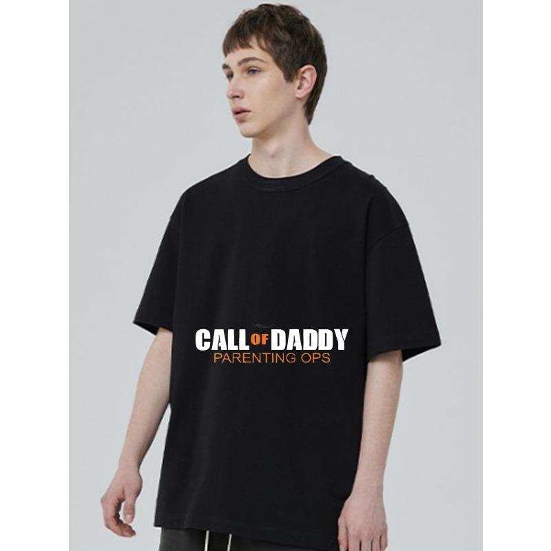 Herren Schwarzes T-Shirt Call of Daddy Parenting Ops Grafikdruck Freizeitkleidung für Alltag und Humor-Outfits
