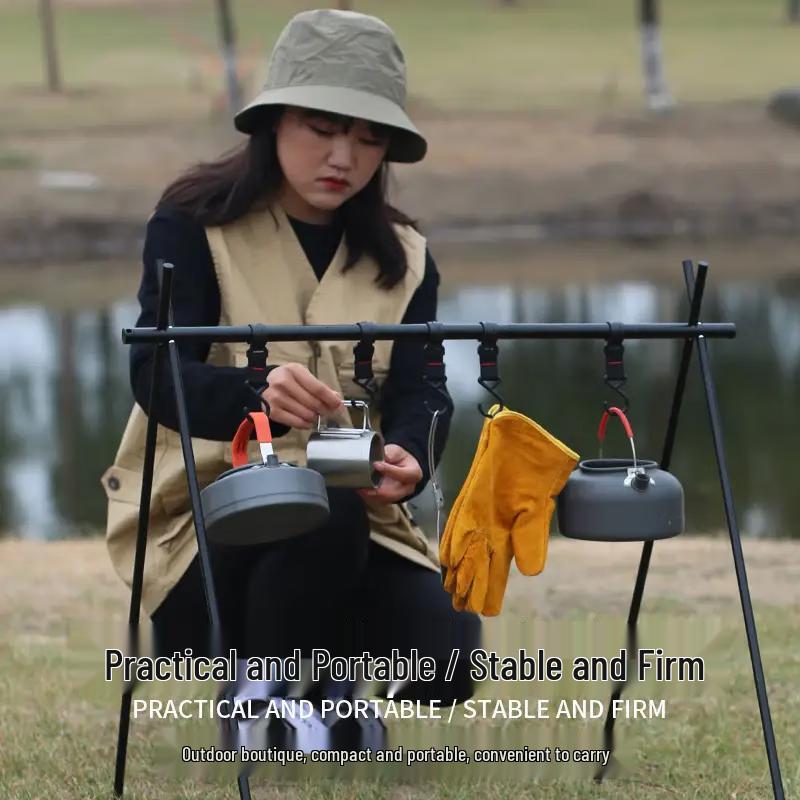 OEING Portable Double-Layer Folding Picnic & BBQ Storage Rack
