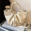 French Pleated Cloud Bag Women's 2025 New Fashion Soft Leather Portable Vegetable Basket Versatile Shoulder Messenger Bag Tide