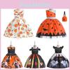 Exquisite Halloween Princess Dress With Ghost Pumpkin Skirt And Bag For Kids