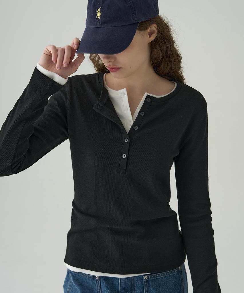 Deuloupisumeon Whale Henley Neck Long Sleeve T-Shirt [Olive]
