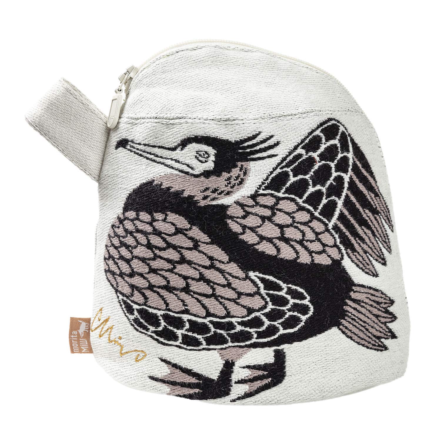 

Kusunokibashi Monori MiW gusseted smiling cormorants by the ivory [moritaMiW] pouch, river, [A-68089-90-I]