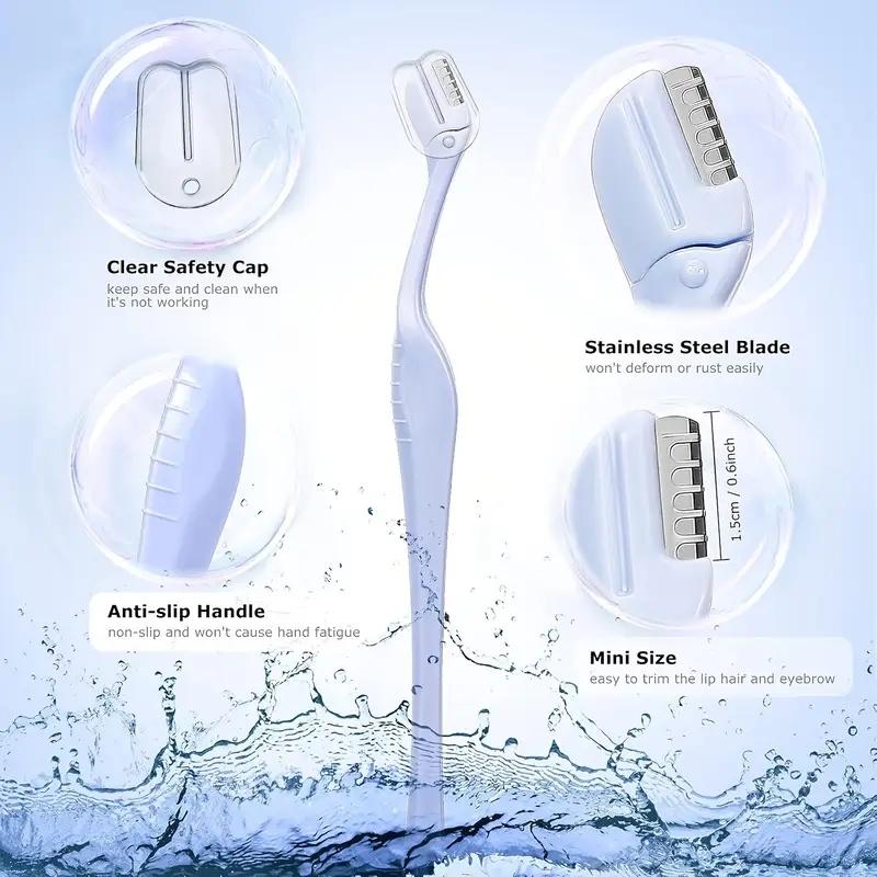 Precision Facial Razor for Women: Mini Eyebrow Trimmer for Lip & Mustache, Formaldehyde-Free Carbon Steel Blade with Cover