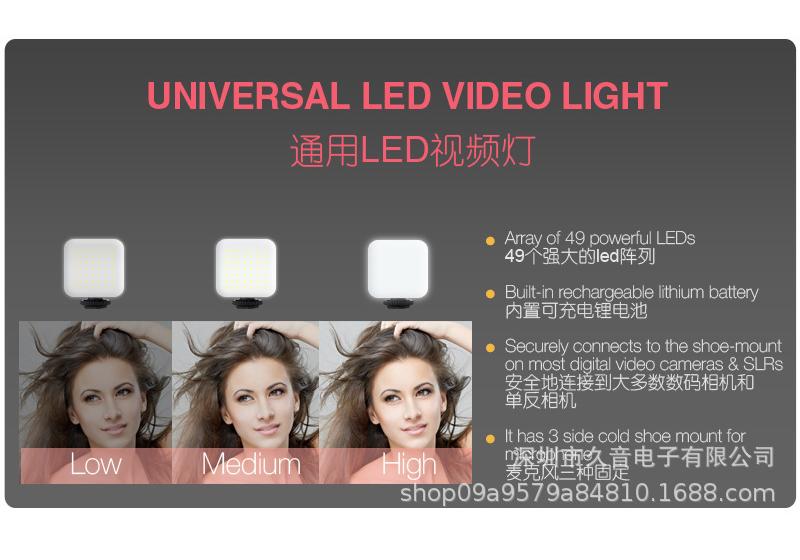 AY49 Mini Pocket Fill Light & Selfie Stand with LED Flash and Microphone Set