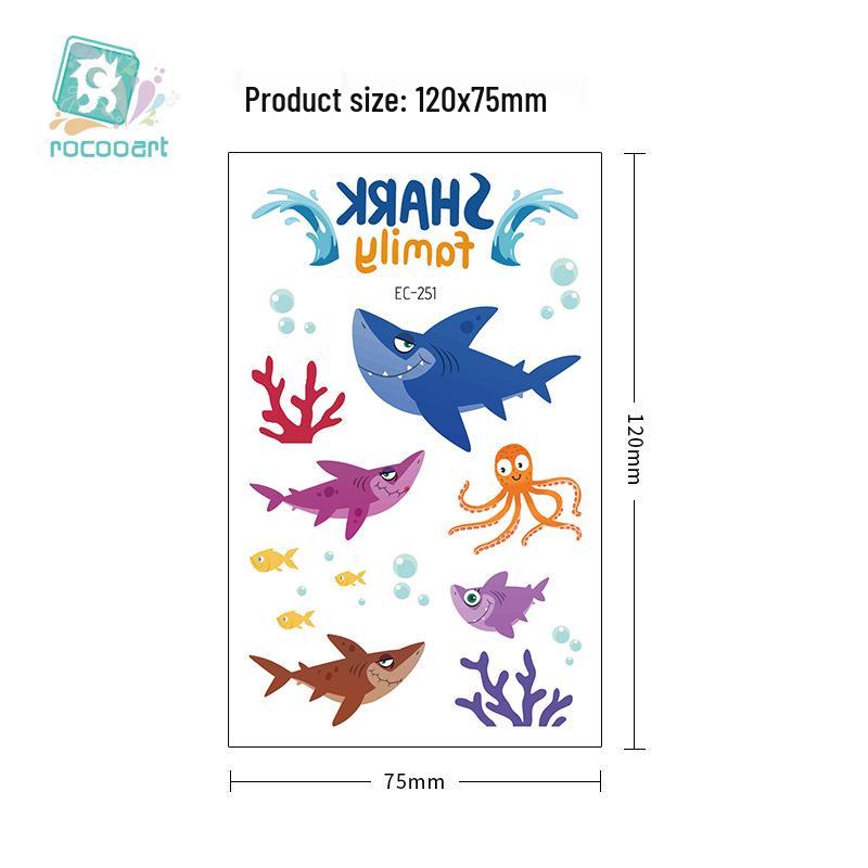 Waterproof Children's Pirate Shark Tattoo Stickers - Birthday Party & Cartoon Design