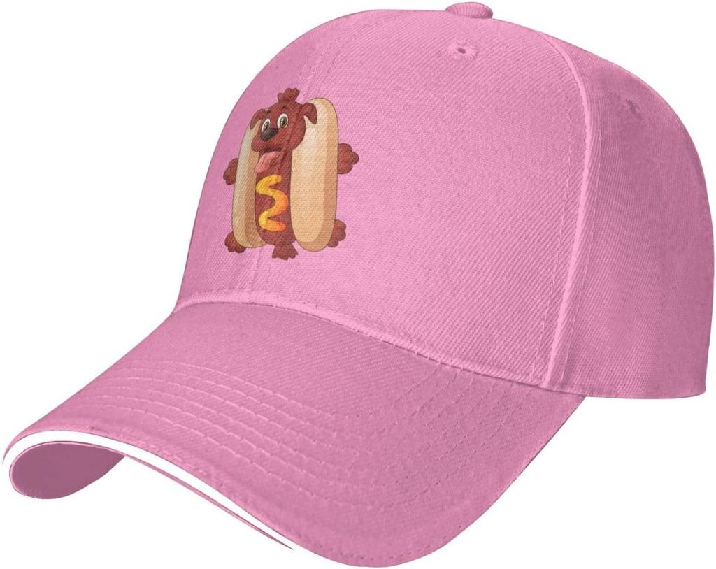Hot Dog Puppy Cartoon Graphic Baseball Cap Polyester Adjustable Outdoor Golf Style