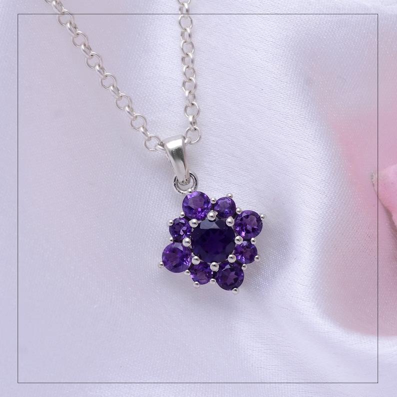 Amethyst Pendant ~ Natural Purple Amethyst Gemstone 925 Silver Necklace