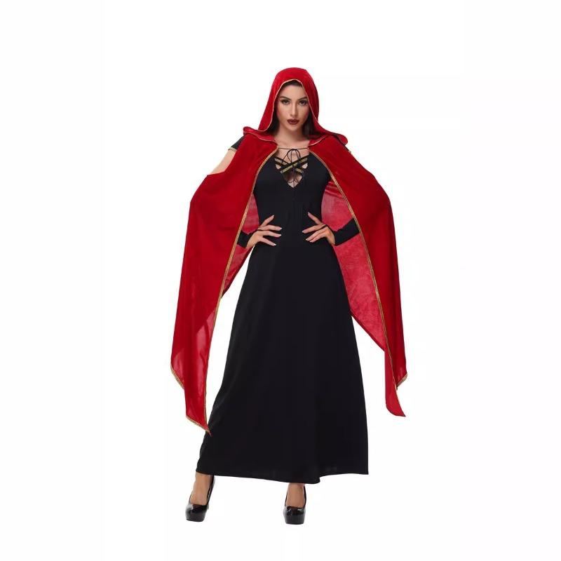 

Хэллоуин взрослый женский костюм ужаса вампира маскарадный черный платье фланелевый плащ L