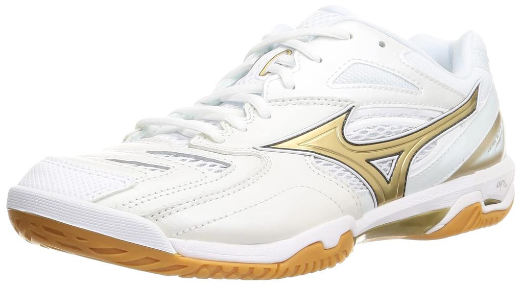Mizuno Wave Fang PRO Badminton Shoes, White/Gold, Size 25.5 cm, 2E