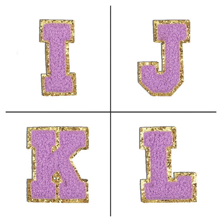 6Cm English Letter Towel Embroidery Patch Sticker Purple Letter Computer Embroidery Label Ironing Embroidery Chapter