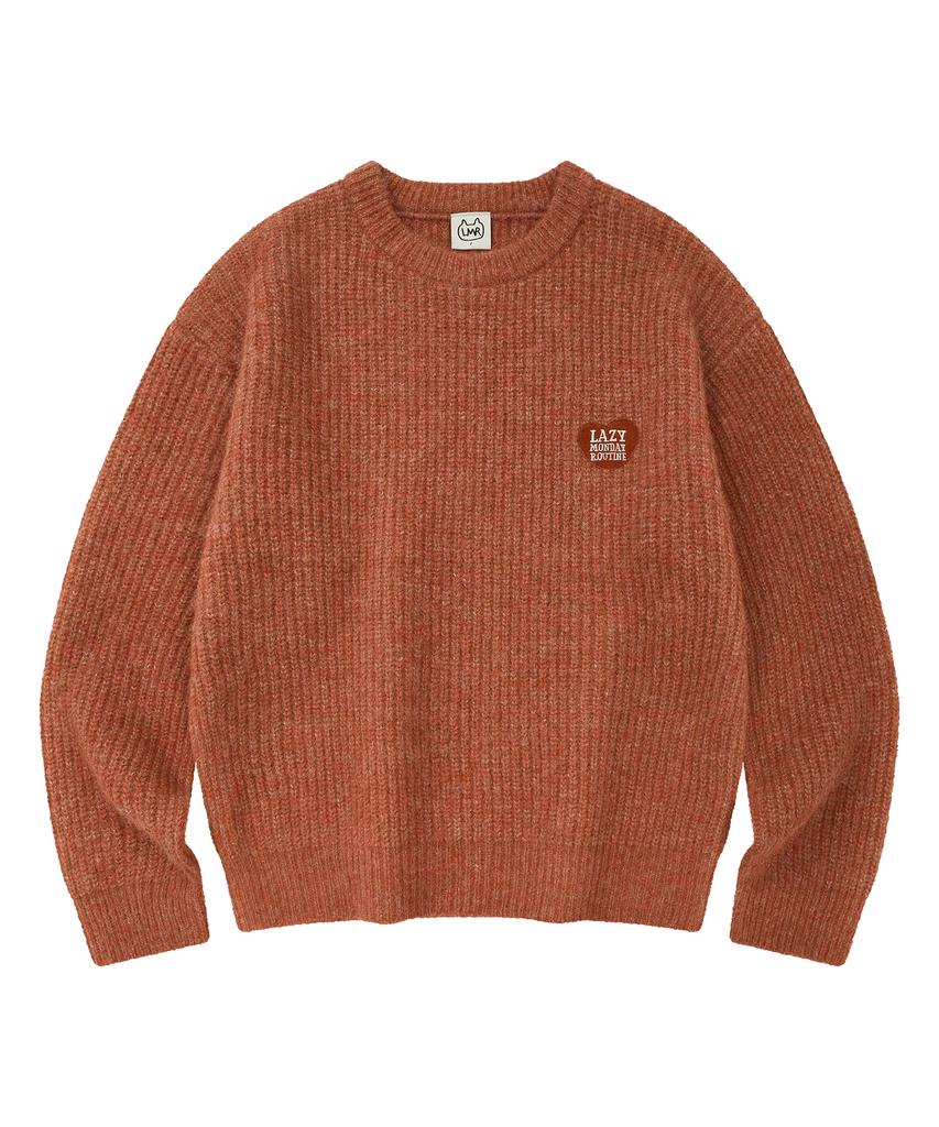 LMR Hairy Heart Embroidered Pullover Knit Red