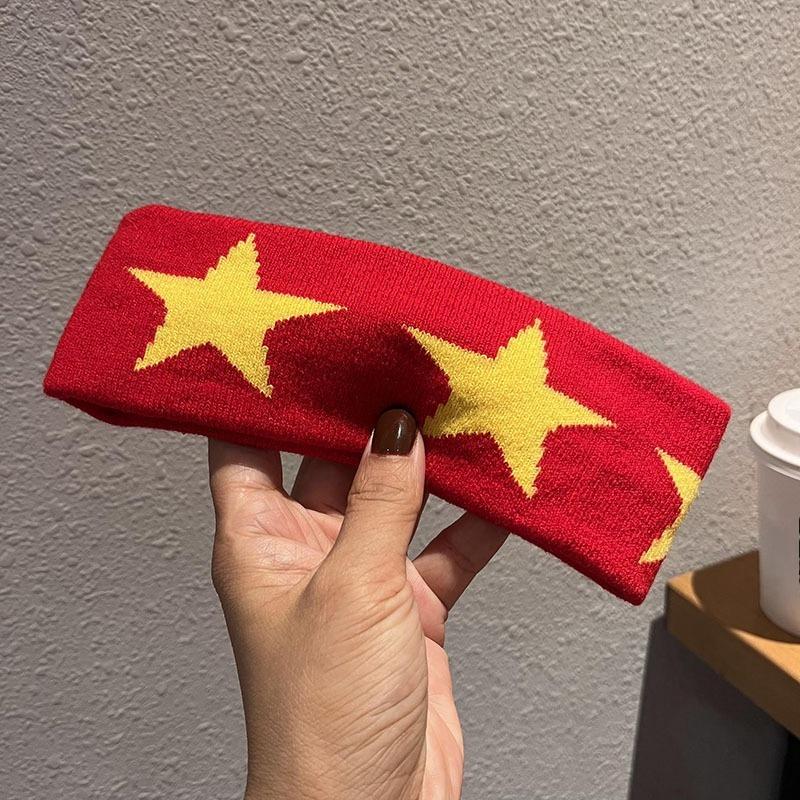 

1 шт. Черные повязки на голову для женщин Нескользящие Мягкие аксессуары для волос Повязки на голову со звездами для женщин Йога Тренировка one size красный