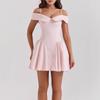 European and American Summer Fashion Temperament Sexy Solid Color Lapel One Shoulder Slim Fit A-line Dress