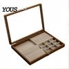 Velvet-lined Jewelry Holder Ring Storage Box, Durable Wood with Compartmentalized Design, Soft Travel Organizer Box Velvet Interior Multi-grid