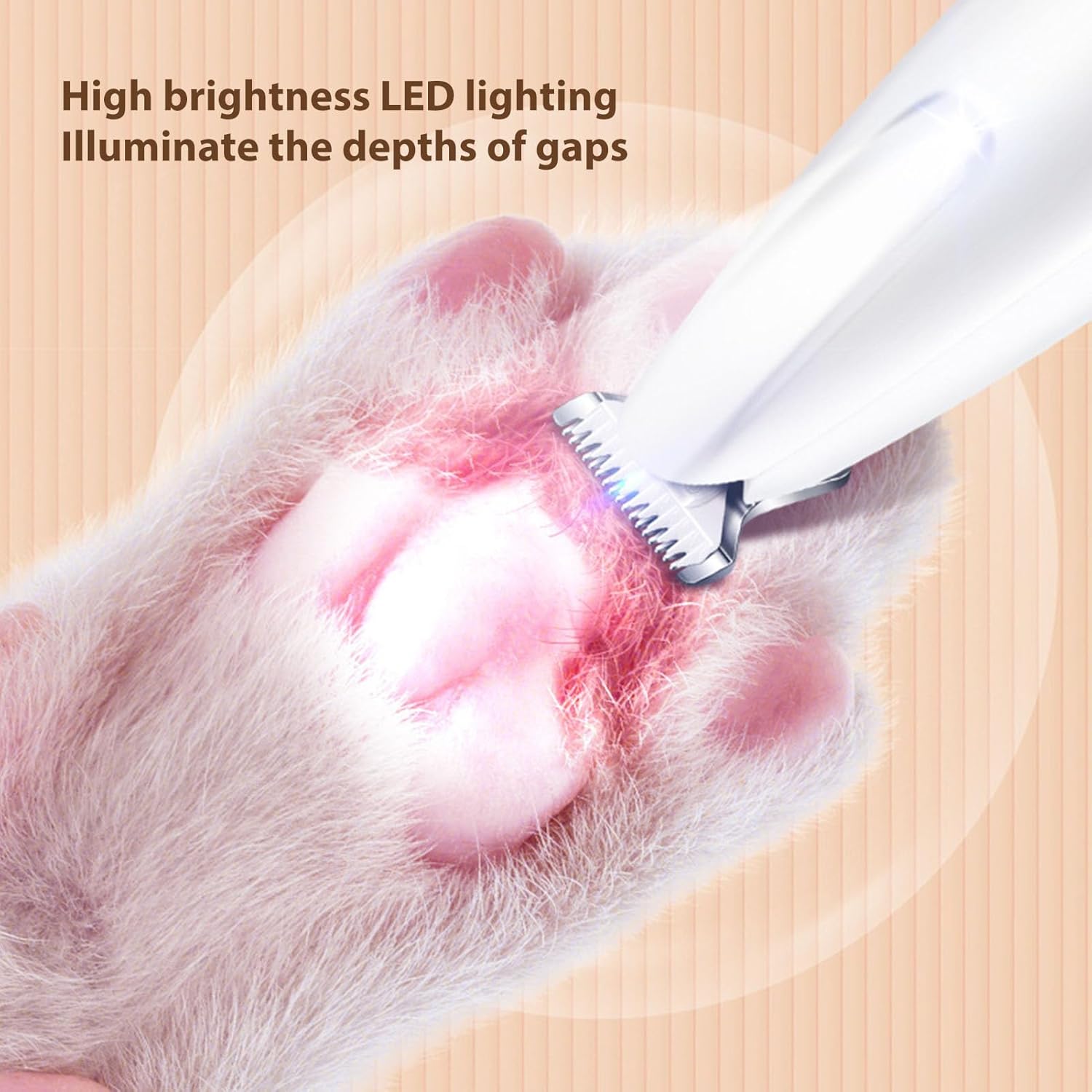 

Триммер для лап питомцев Yunir, Перезаряжаемый электрический триммер с низким уровнем шума и светодиодной подсветкой, Смазочное масло, Щетка, Безопасная машинка для стрижки кошек и собак для лап, глаз, ушей, морды