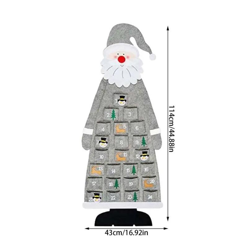 

Felt Christmas Tree Advent Calendar Hanging Decor with Ornaments Kids Countdown Gift for Door Wall Decoration 114CMX43CM серый
