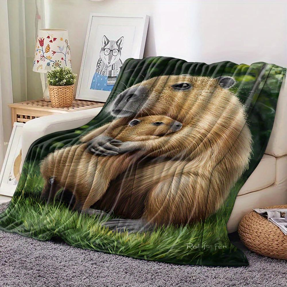 Beaver Pattern Quilted Blanket , Warm and comfortable throw blanket sofa bed sofa camping trip, the best gift. 75x90cm