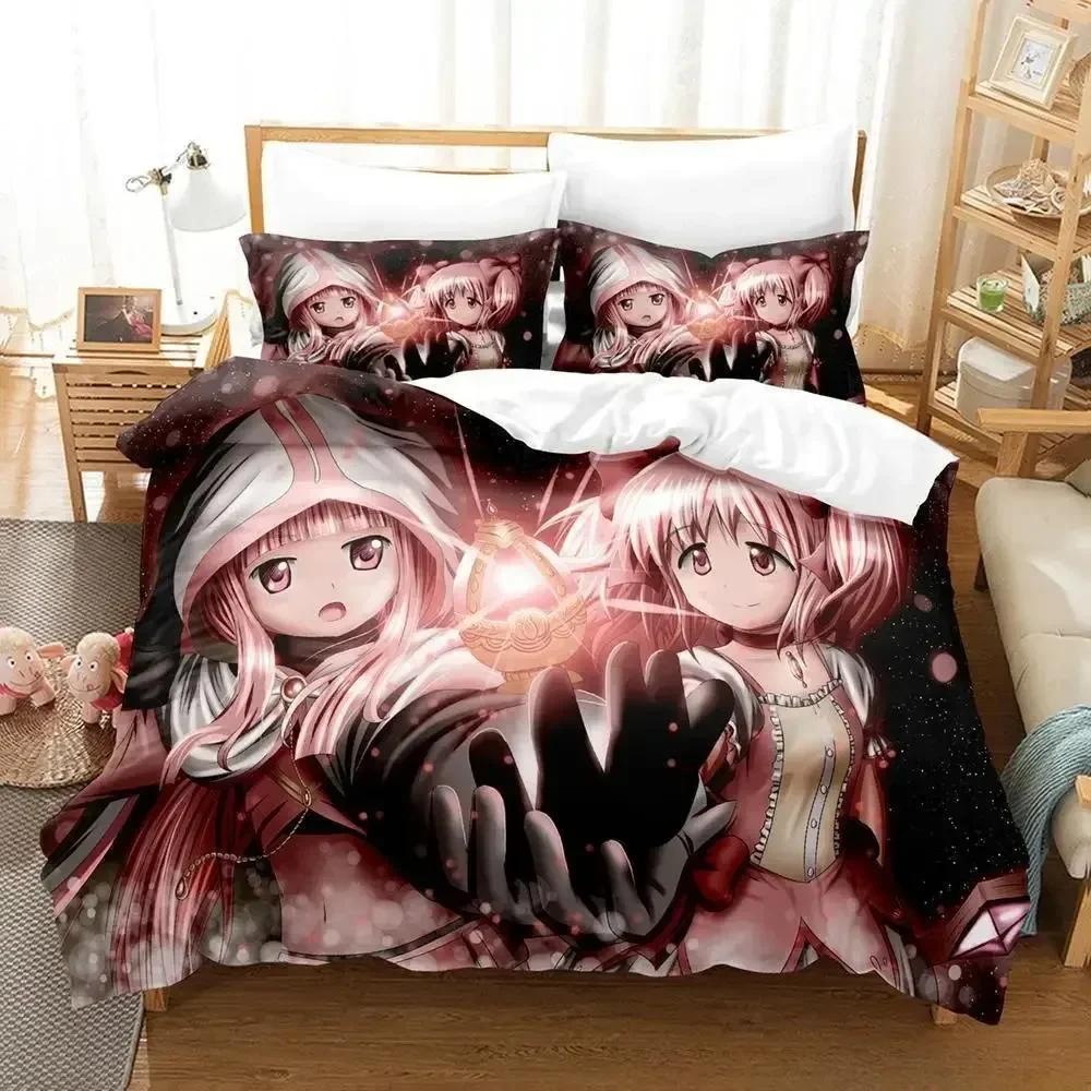 Puella Magi Madoka Magica Cartoon Comfortable Duvet Quilt Cover Pillowcase Bedding Set Children Bedroom Decoration Home Textile