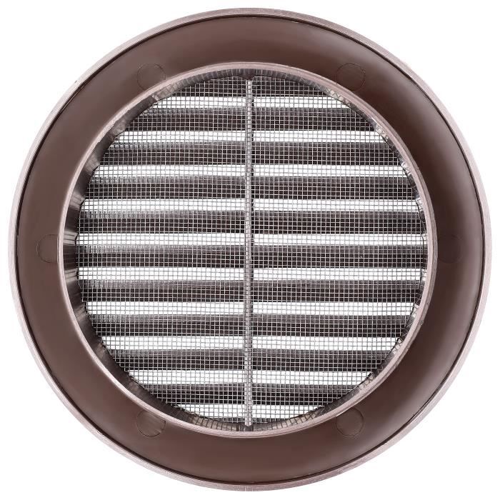 Grille d'aération - kotarbau - ronde - diamètre 125 mm - plastique marron - moustiquaire intégrée