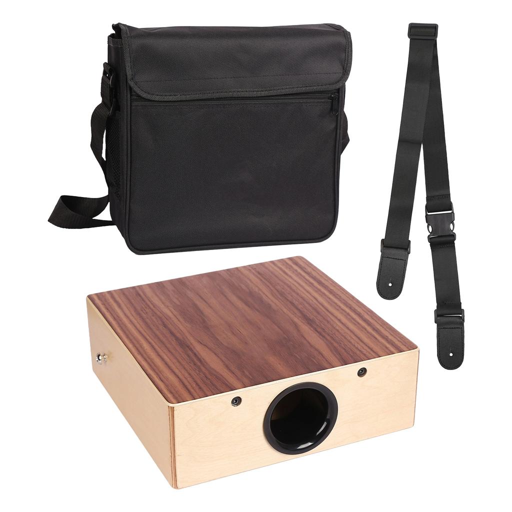 GECKO Cajon Wooden Drum Flat Hand Drum Percussion Instrument with Adjustable Strap Portable Box Drum for Beginners