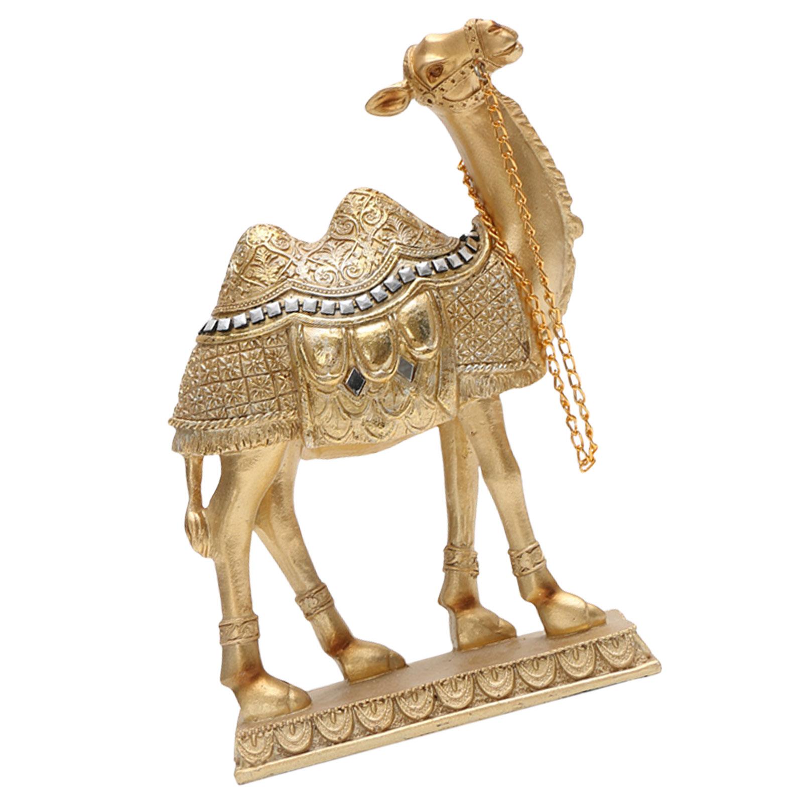 

Золотая латунная фигурка верблюда, маленькая статуэтка для украшения домашнего стола в офисе, изысканное украшение в виде животного M чёрный