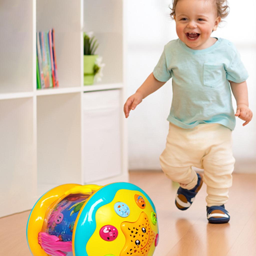 Kids' Music Game Drum With Ocean Projection Lamp, Interactive Toy For Crawling And TummyTime Development