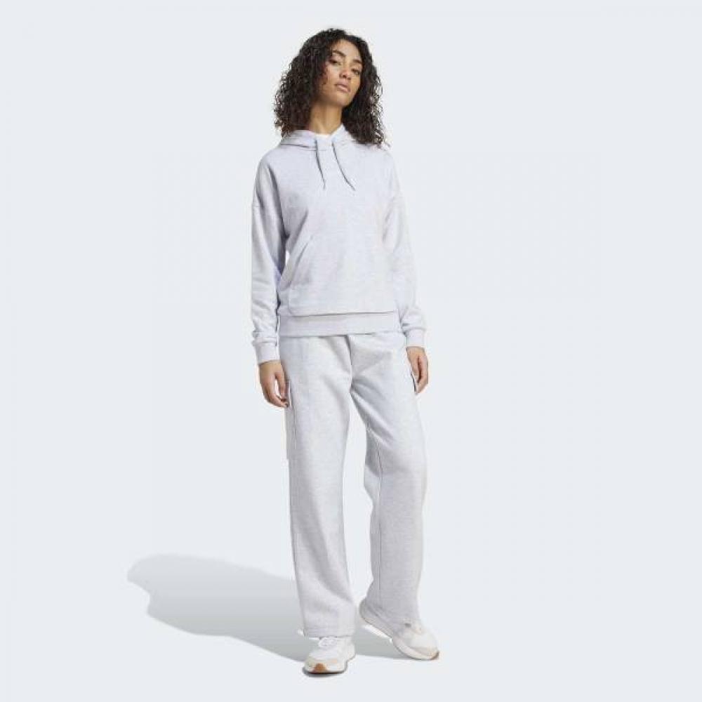 AdidaS Women S eSSentialS Linear Fleece Cargo pantS Regular Fit Cotton Cargo bruShed Grey