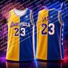 2026 James 23 Maglia da Basket Philadelphia Bicolore Giallo Blu Rete Senza Maniche Uomo Fan Sport