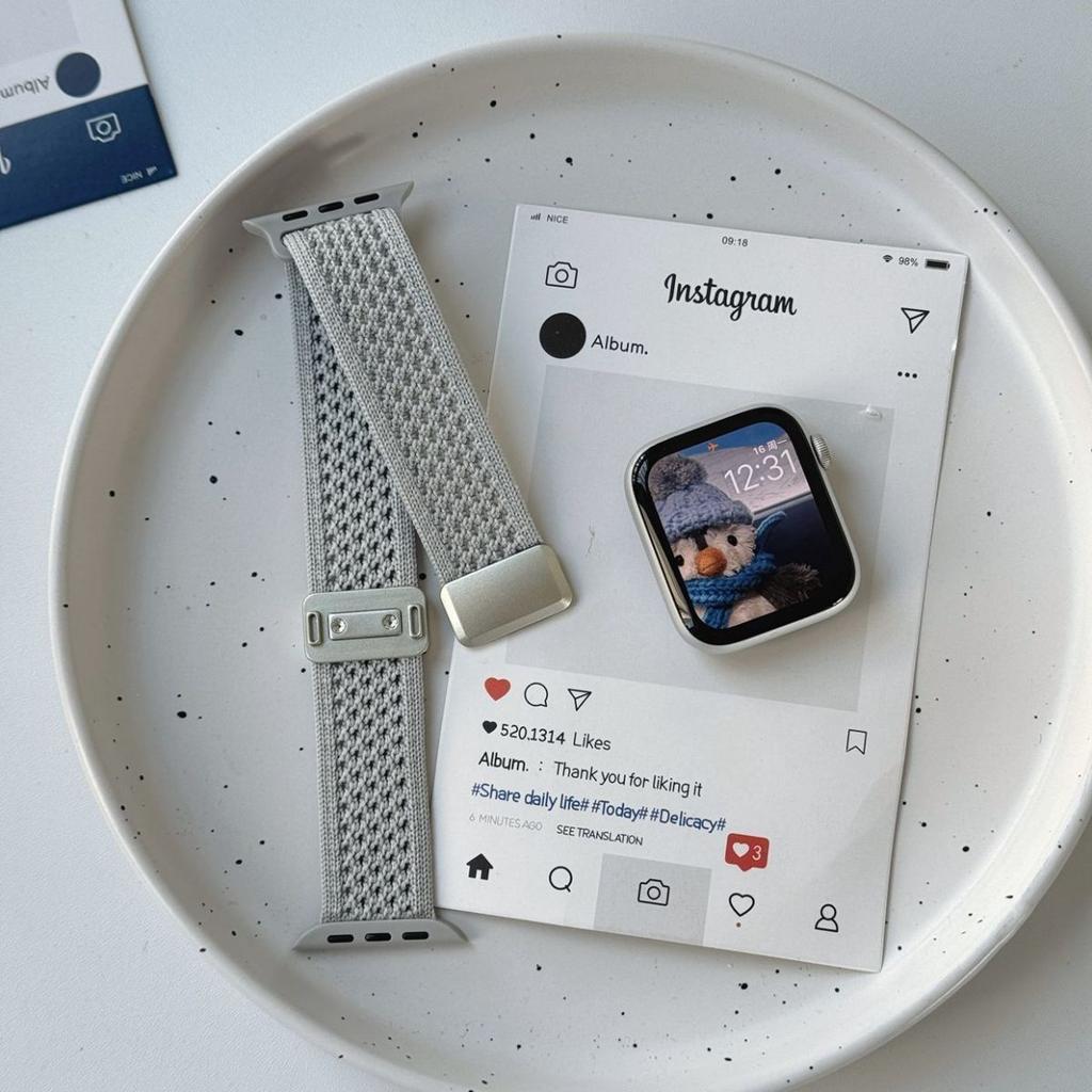 Watch Strap for Apple Watch 10 Ultra-Double Loop Woven Breathable Nylon Watch Band Magnetic Buckle for iWatch 10/9/8/7/6/5/4/3/2/1/SE/Ultra2 49mm 45mm