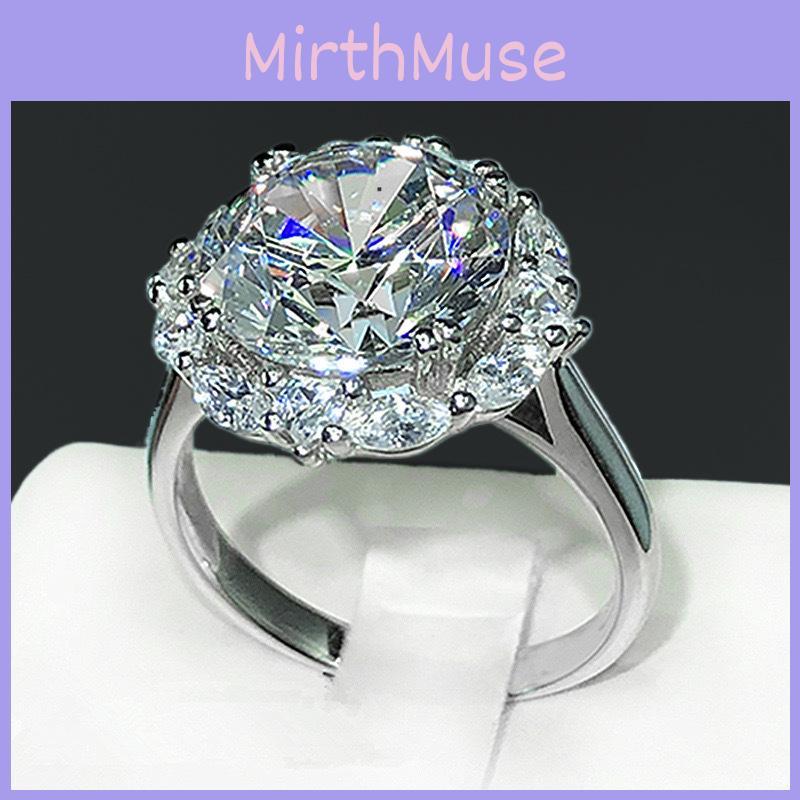 Gold White Elegant Plated Geometric Ring With Gorgeous 5 Carat Moissanite Gem